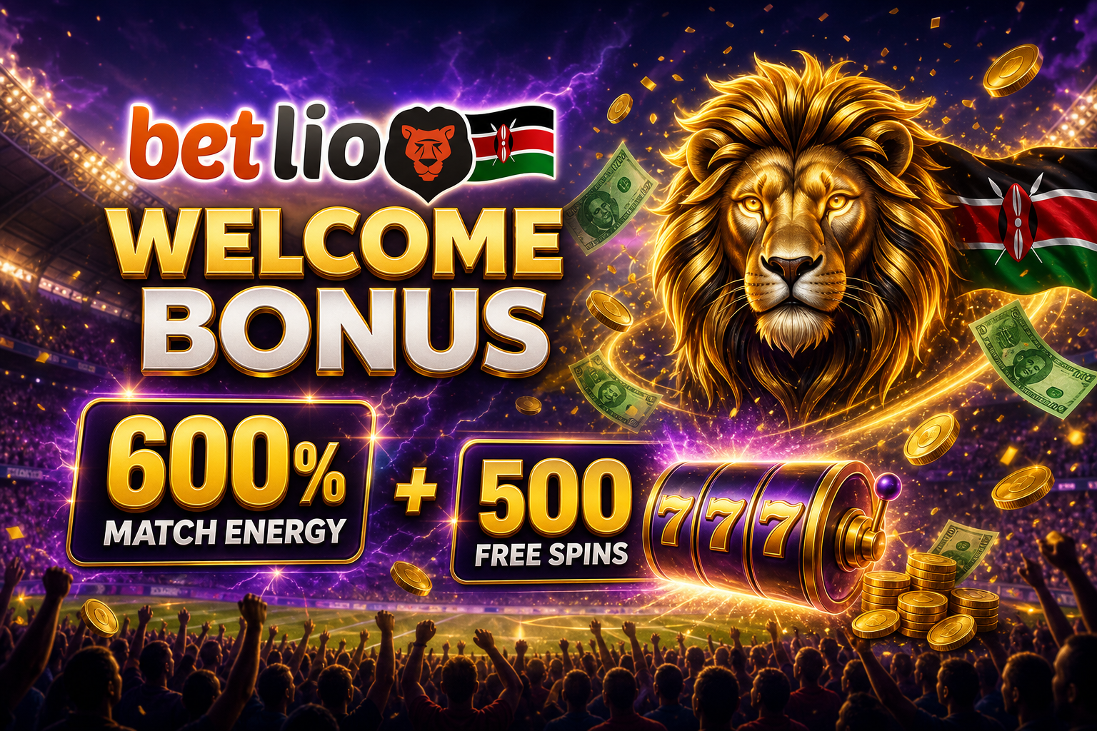 BetLion Kenya welcome package with deposit match and free spins